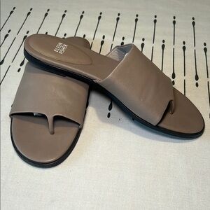 Eileen Fisher Taupe/Grey Leather Slide Sandals